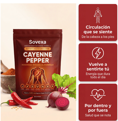 Sovexa Capsaicina Activa® en Softgels - Reactiva tu Circulación Natural